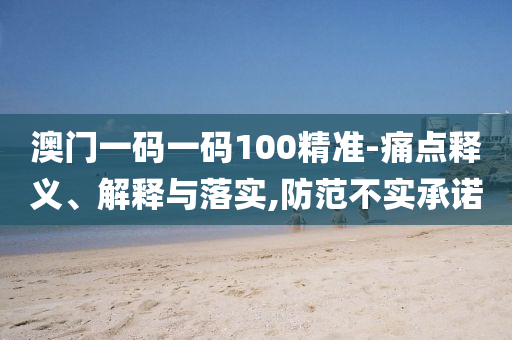 澳门一码一码100精准-痛点释义、解释与落实,防范不实承诺