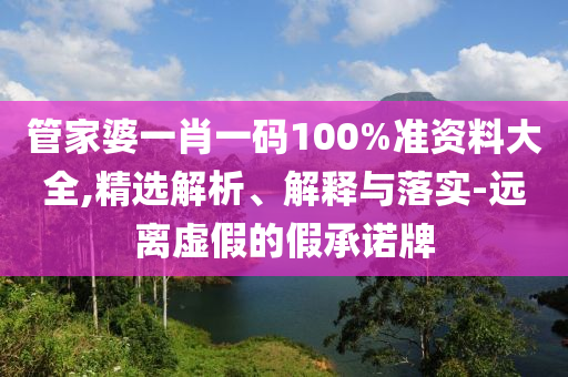 管家婆一肖一码100%准资料大全,精选解析、解释与落实-远离虚假的假承诺牌