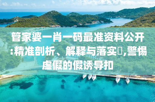 管家婆一肖一码最准资料公开:精准剖析、解释与落实?,警惕虚假的假诱导扣