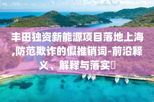 丰田独资新能源项目落地上海,防范欺诈的假推销词-前沿释义、解释与落实?
