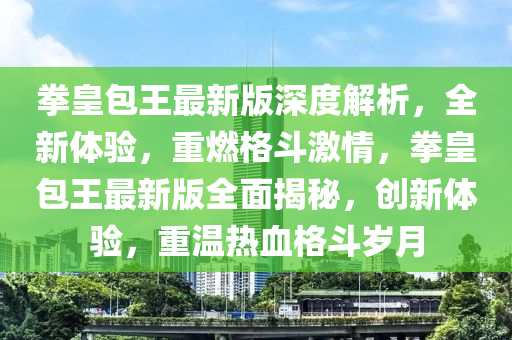 拳皇包王最新版深度解析，全新体验，重燃格斗激情，拳皇包王最新版全面揭秘，创新体验，重温热血格斗岁月