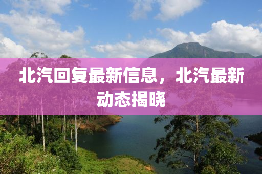 北汽回复最新信息，北汽最新动态揭晓