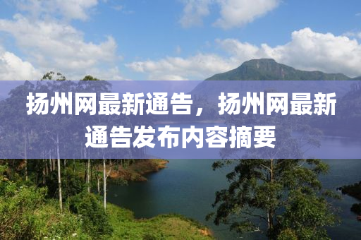 扬州网最新通告，扬州网最新通告发布内容摘要