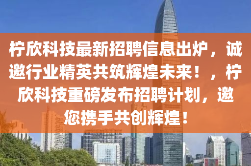 柠欣科技最新招聘信息出炉，诚邀行业精英共筑辉煌未来！，柠欣科技重磅发布招聘计划，邀您携手共创辉煌！