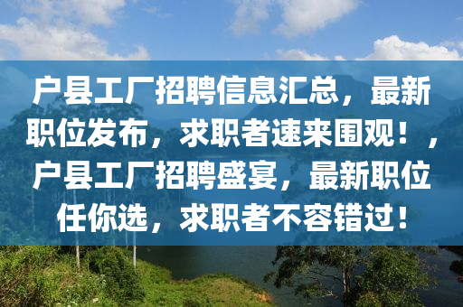 户县工厂招聘信息汇总，最新职位发布，求职者速来围观！，户县工厂招聘盛宴，最新职位任你选，求职者不容错过！