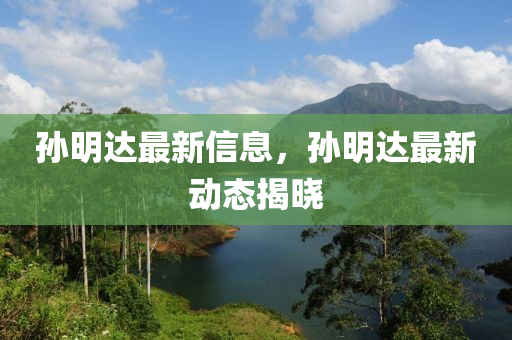 孙明达最新信息，孙明达最新动态揭晓
