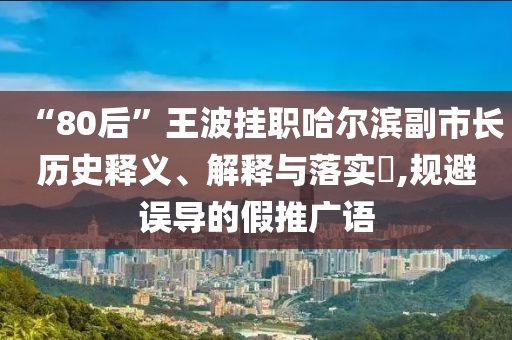 “80后”王波挂职哈尔滨副市长历史释义、解释与落实?,规避误导的假推广语