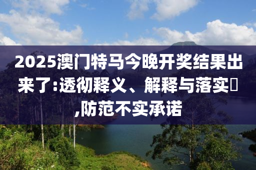 2025澳门特马今晚开奖结果出来了:透彻释义、解释与落实?,防范不实承诺