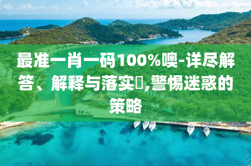 最准一肖一码100%噢-详尽解答、解释与落实?,警惕迷惑的策略